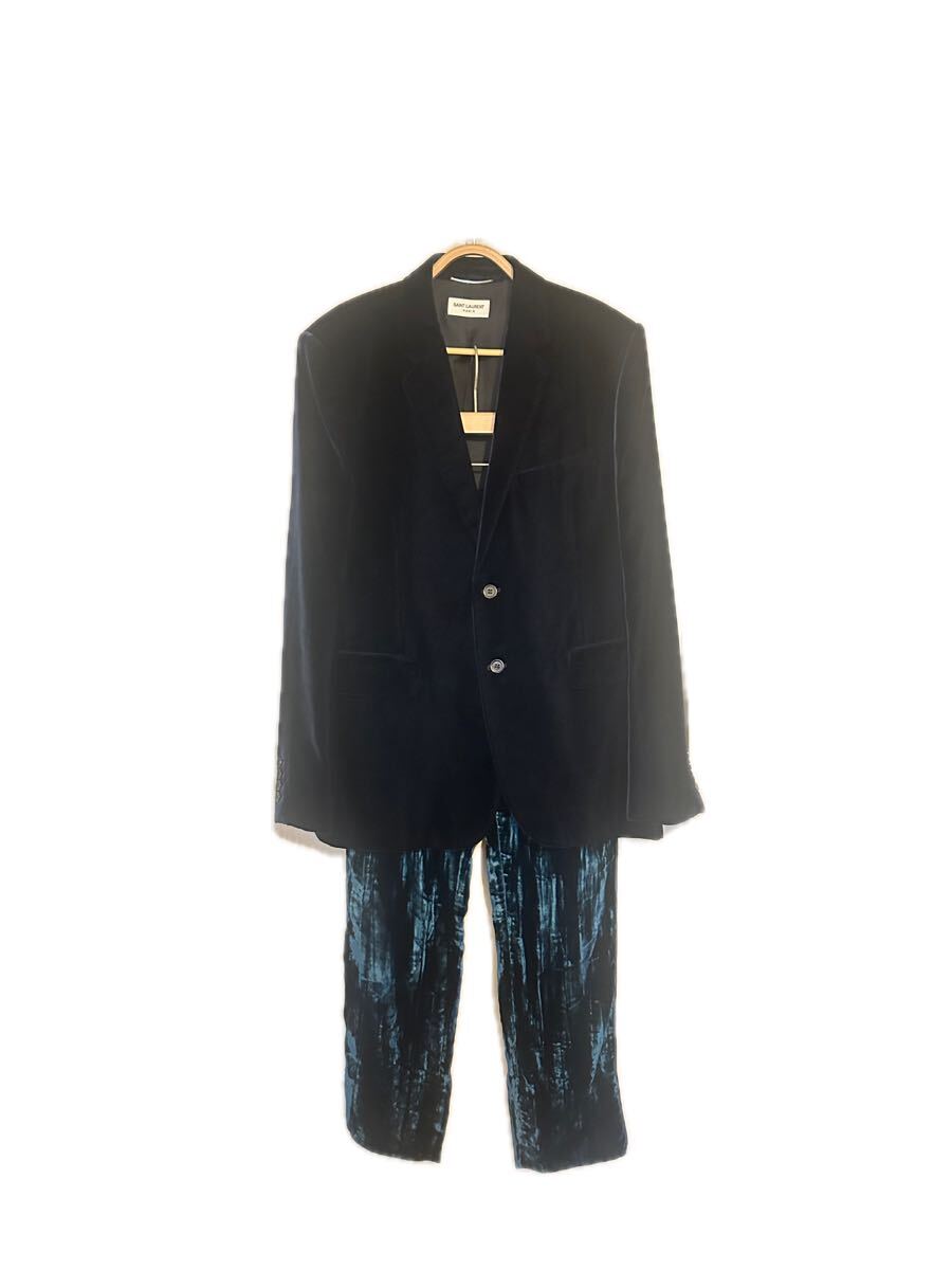 SAINT LAURENT サンローラン ベルベット セットアップ スーツ テーラードジャケット ベロア ネイビー拍卖