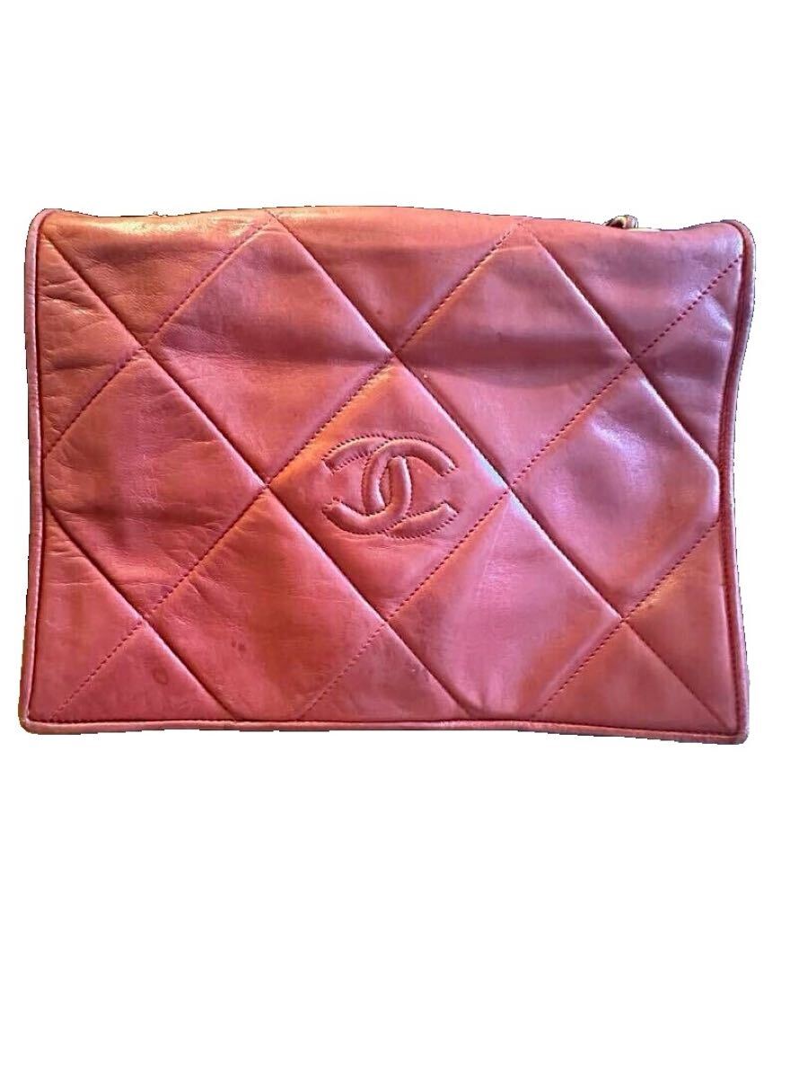激安CHANEL シャネル ワインレッド マトラッセ ラムスキン ゴールド金具 ショルダーバッグ拍卖