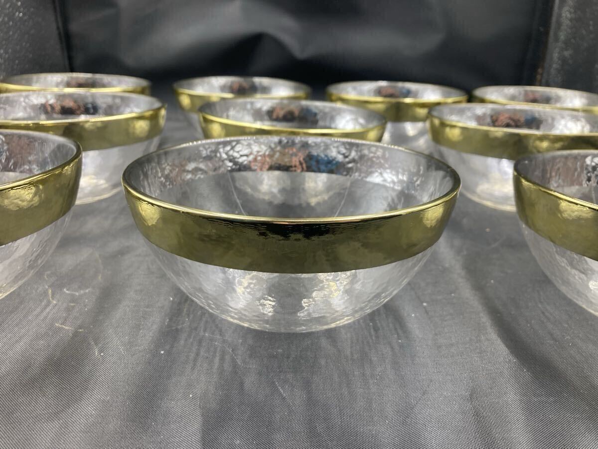 今回限り 未使用 ギヤマン バカラ 写 10客 向付 金塗り 日本料理 懐石料理 刺身皿 先付け 今回限り最後の在庫です拍卖