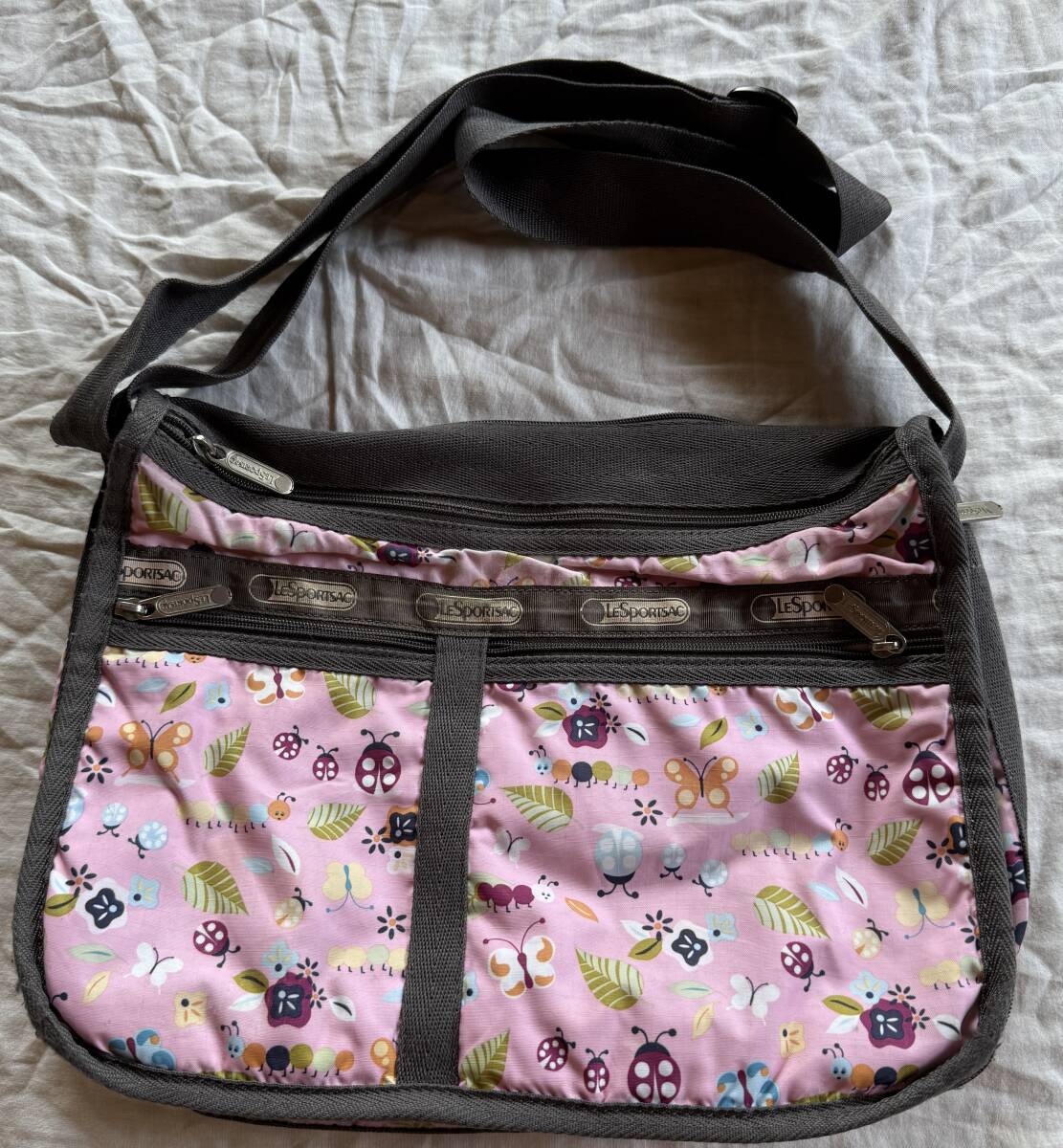 レスポートサック ショルダーバッグ 桃色 スレあり てんとう虫拍卖