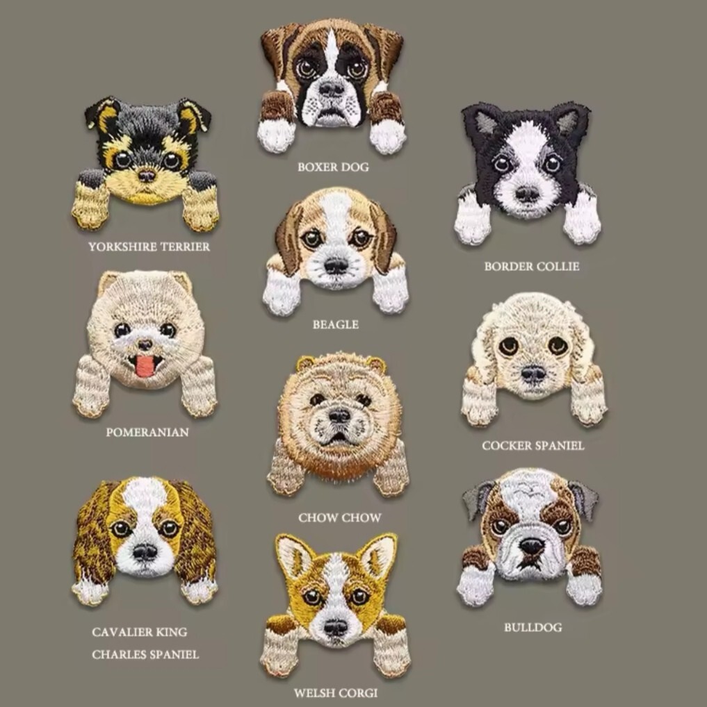 わんこ 刺繍ワッペン 10種類セット アイロン刺繍 ワッペン 犬 アイロン接着 アップリケ DIY服 手作り 手芸 犬 グッズ拍卖