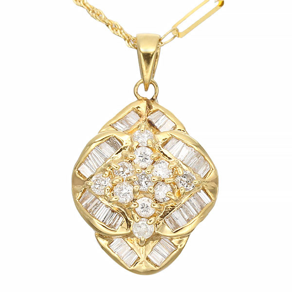K18YG ダイヤモンド ミックスチェーン ネックレス 45cm D1.00ct イエローゴールド750 宝石 ジュエリー アクセサリー 女性 プレゼント拍卖