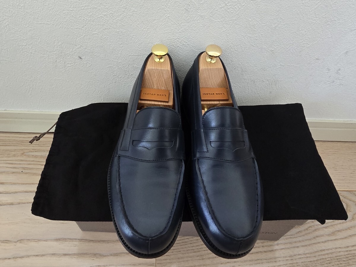 ※高級シューツリー付 J.M.WESTON 180 5.5Dネイビー コインローファー拍卖