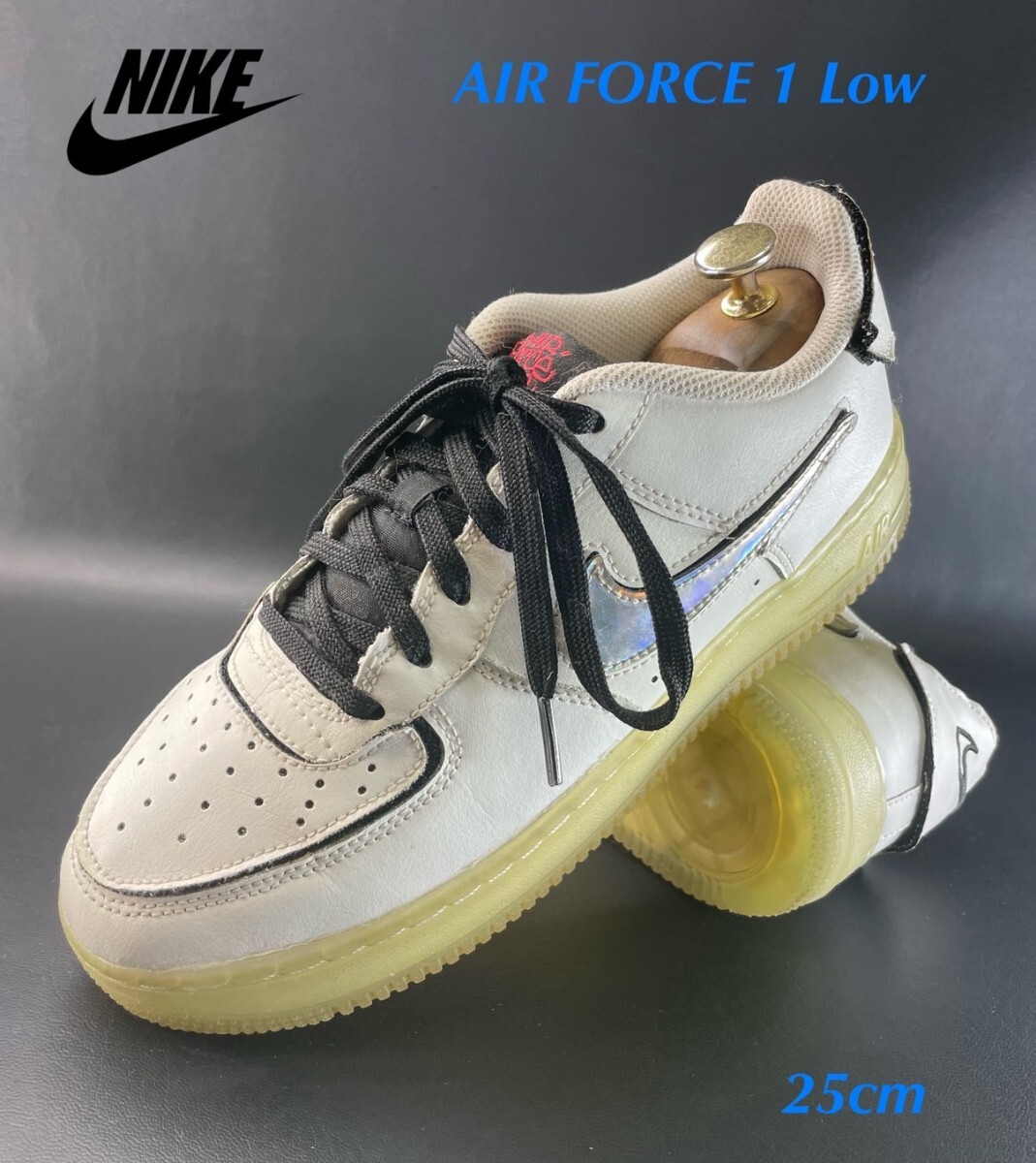 名機降臨!定17050円!ヴィンテージハイブリッド!マジックパック!ナイキ【エアフォース1 Low】レザースニーカー!白×黒 25cm相当拍卖