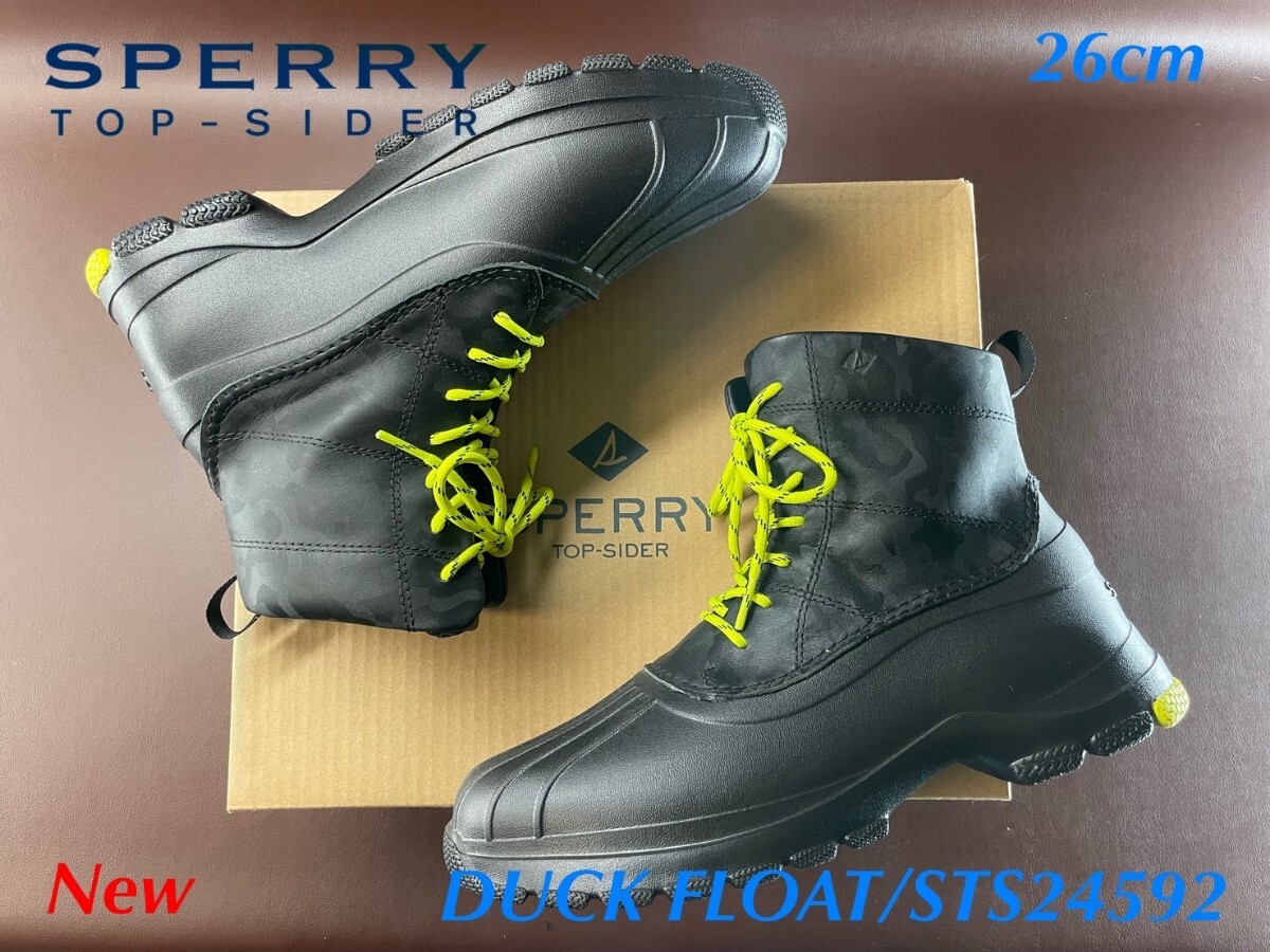 名機降臨!定9350円/未使用品!ヴィンテージ再構築!スペリー【ダックフロー/STS24592】ビーンブーツ/防水!カモブラック 26cm/US8拍卖