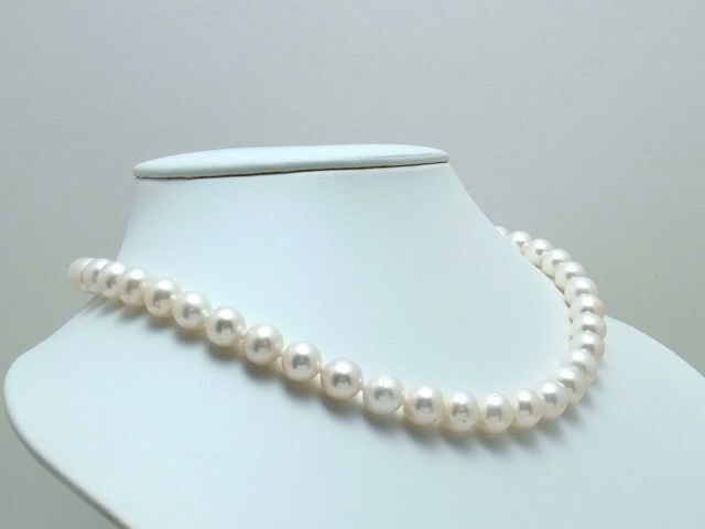 本真珠ネックレス(湖水)大玉8.0~9.5㎜☆WGK14クラスプ☆高級☆新品☆拍卖