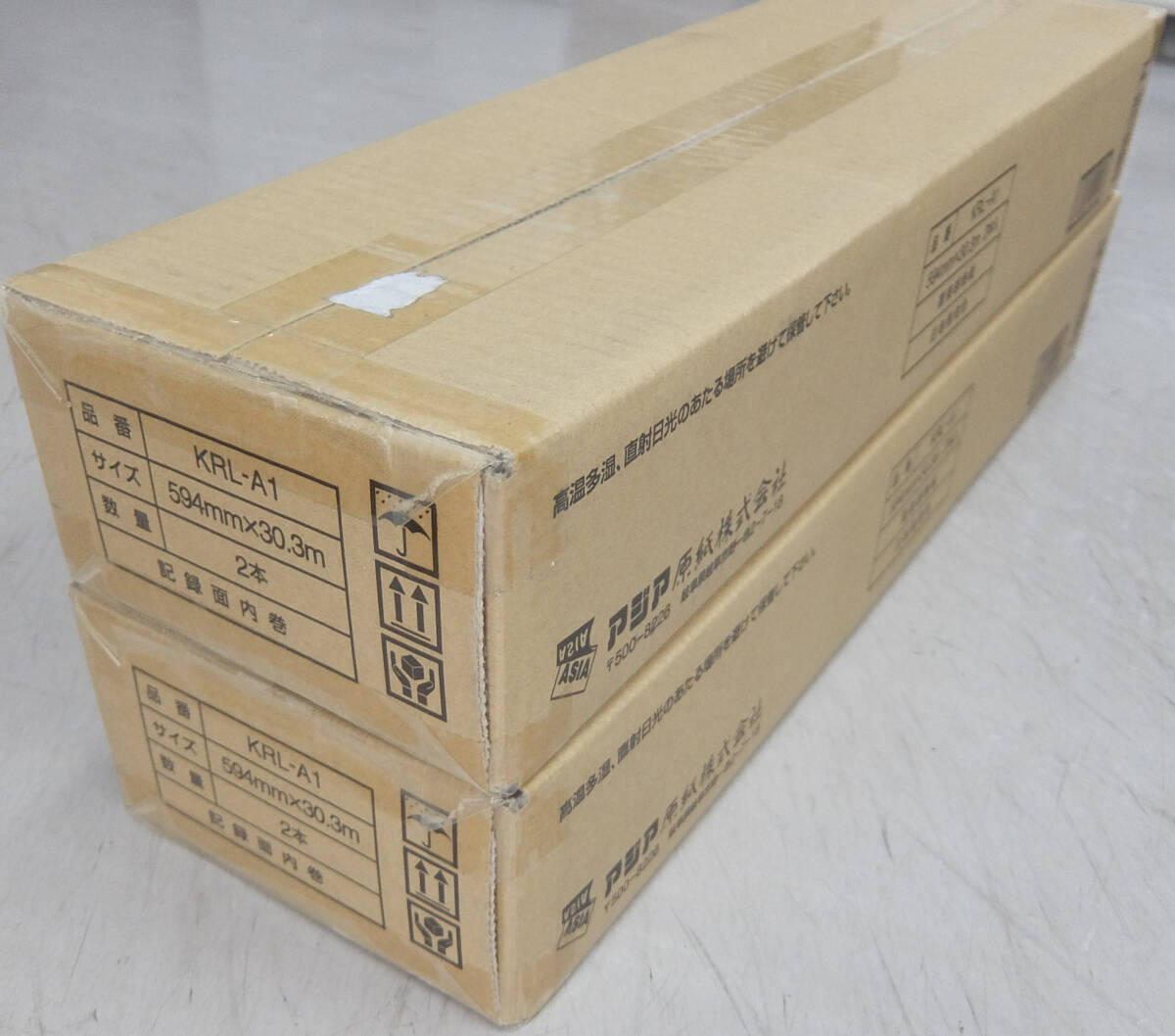 アジア原紙 感熱プロッタ用紙 直接感熱紙 594mmx30.3m KRL-A1 2本x2箱 合計4本拍卖