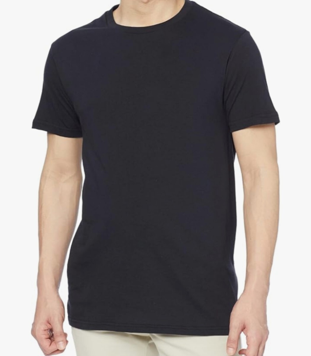 Tシャツ メンズ Lサイズ 半袖 ブラック 2枚セット クルーネック コットン 丸首拍卖
