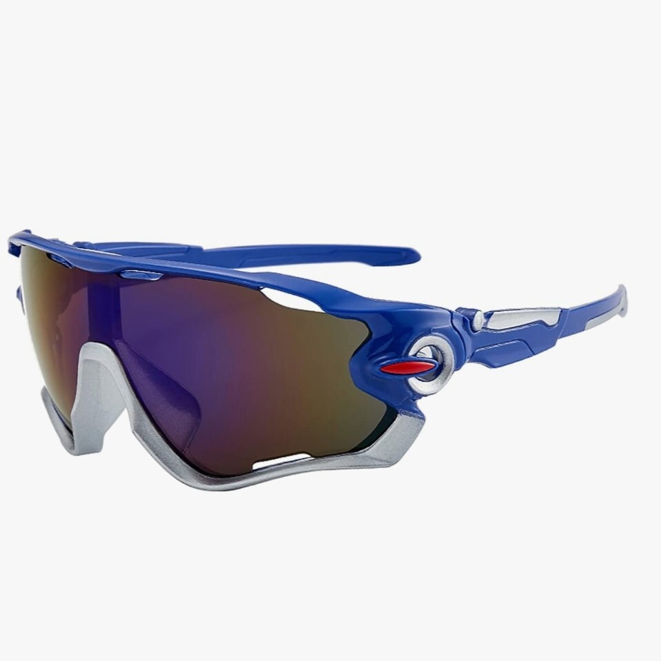 スポーツサングラス 紫外線カット 自転車 抗衝撃 ブルー 超軽量 ランニング拍卖