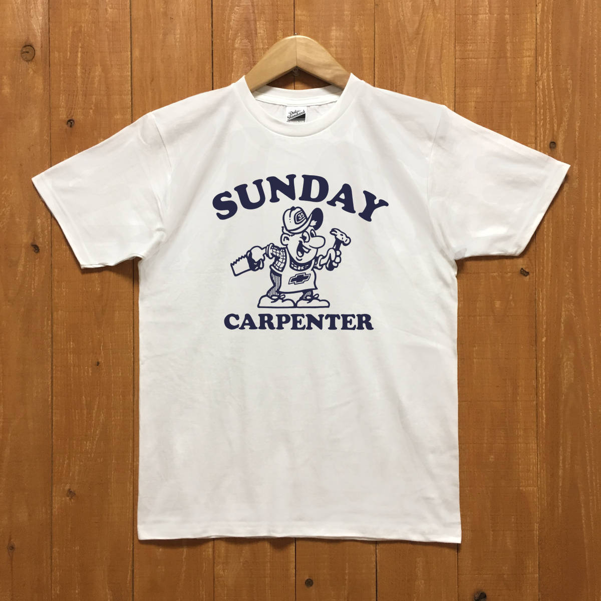 ■ SUNDAY CARPENTER Tシャツ■Lサイズ(ホワイトxネイビ-)拍卖