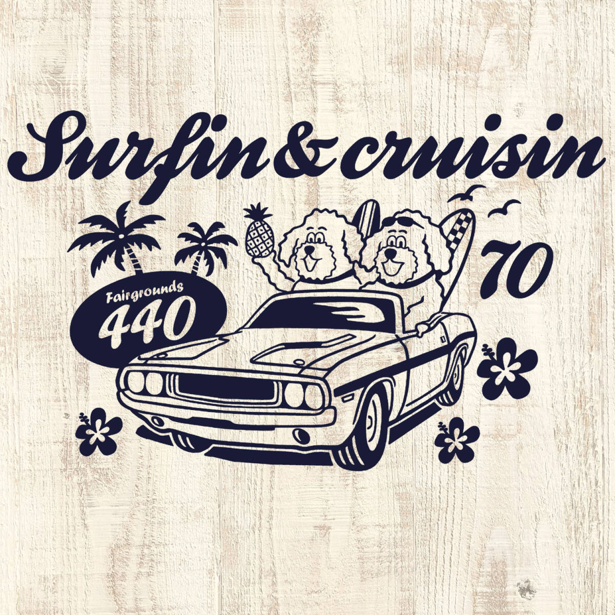 ■SURFIN & CRUISIN Tシャツ■XLサイズ(ホワイトxネイビー)アメ車 モパ- MOPAR DODGE CHALLENGER チャレンジャー サーフィン拍卖