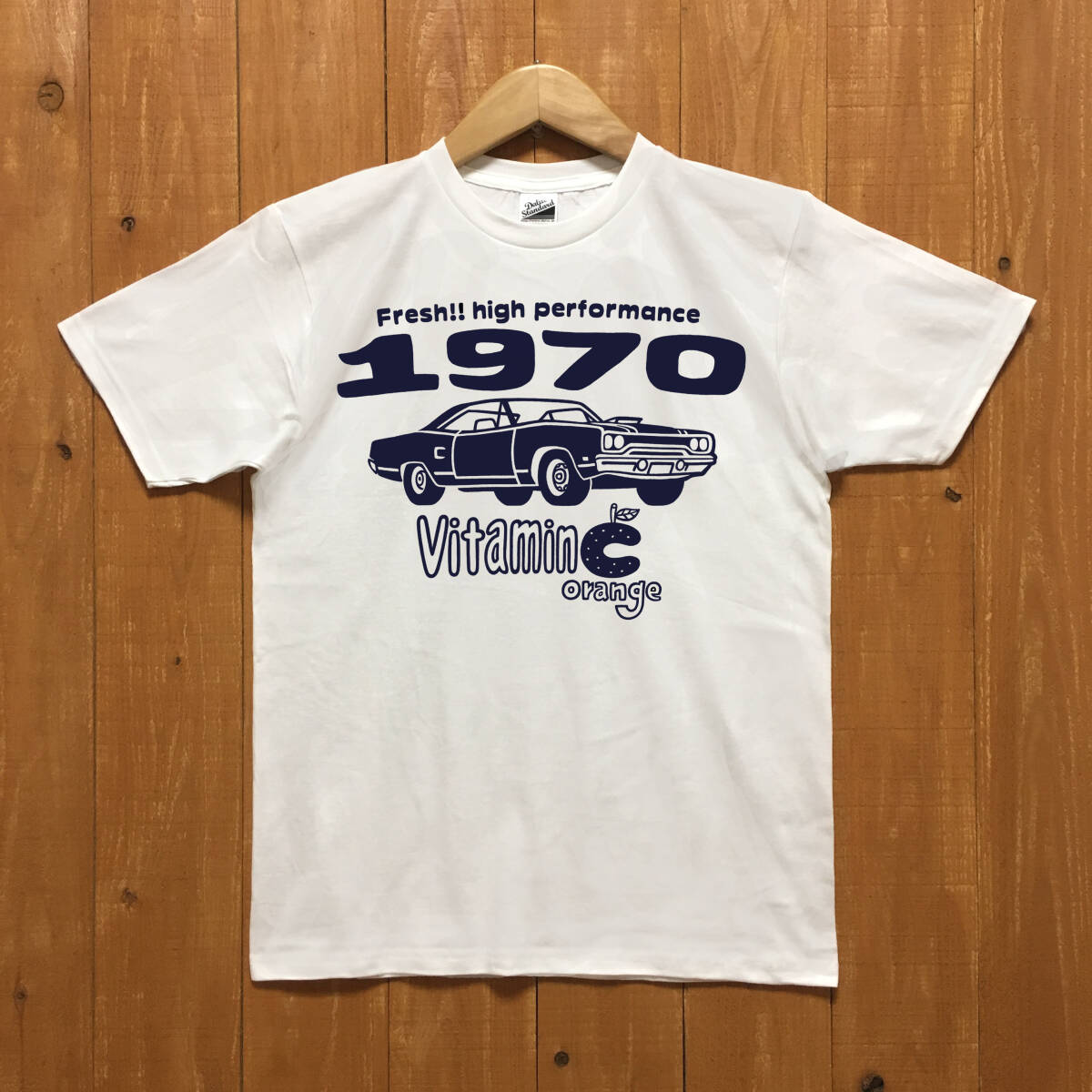 ■ VITAMIN C ORANGE Tシャツ■Lサイズ(ホワイトxネイビー)アメリカ アメ車 ロードランナ- モパ- ROADRUNNER MOPAR PLYMOUTH拍卖