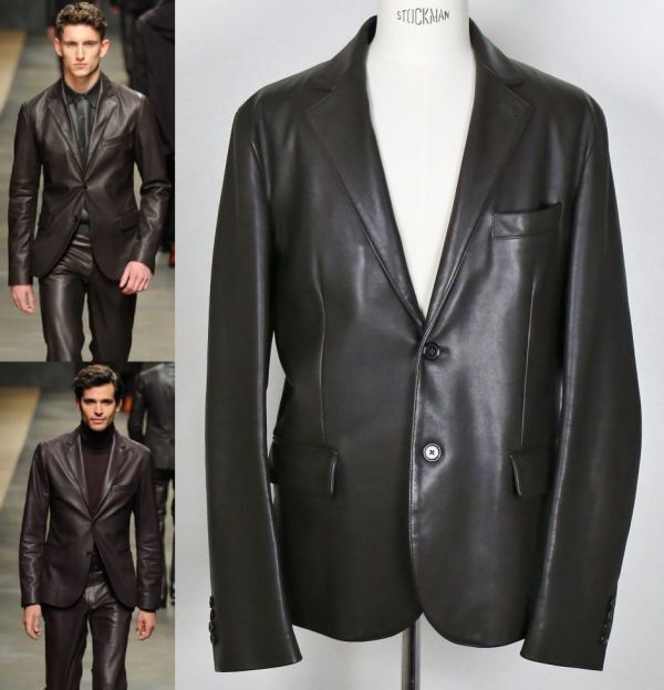 12AW HERMES calf leather jacket size 52 エルメス カーフ レザー ジャケット b9649拍卖