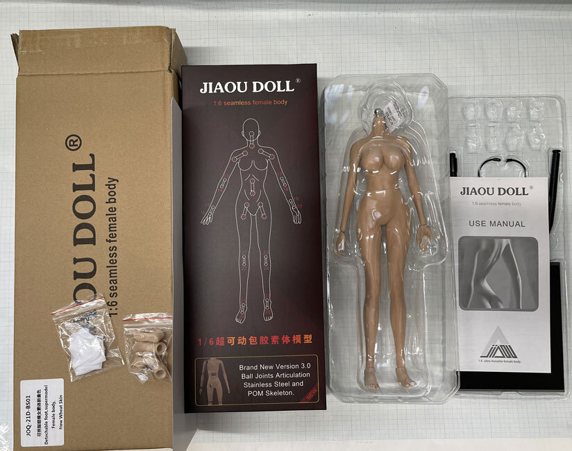 JIAOUDOLL JOQ-21D-BS01 1/6 Detachable Foot supermodel Female body シームレスボディ 新小麦肌 ミドルバスト 素体 デッサン人形拍卖