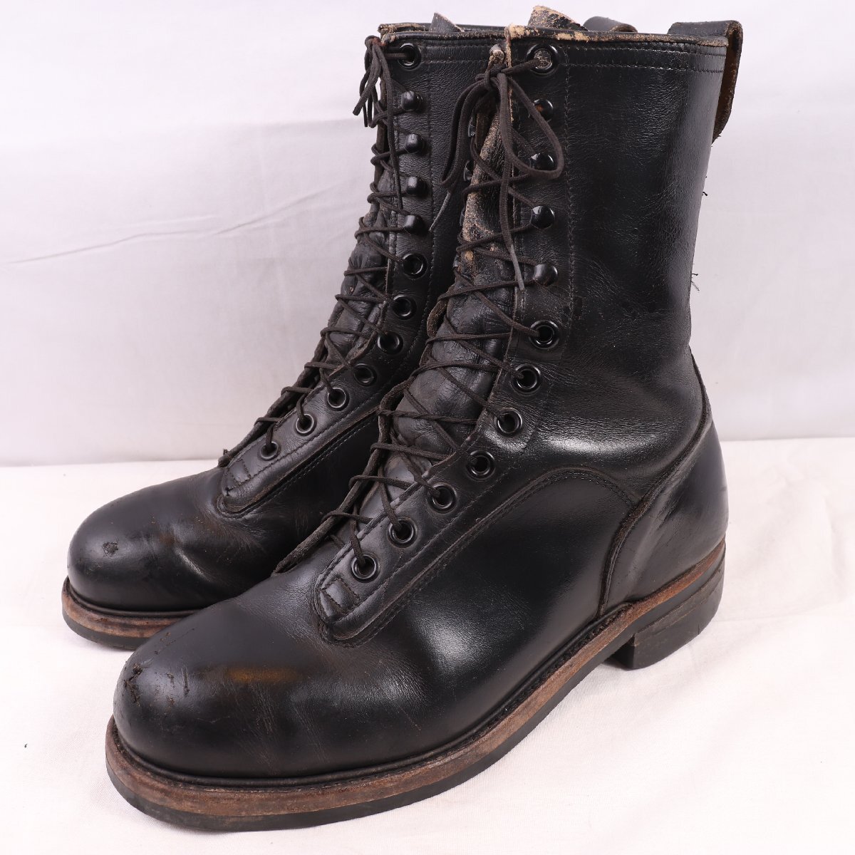 ヴィンテージ ブーツ 10 D / 28.0cm 位 スチールトゥ 50's-60's 前後/米軍 コンバット ブーツ 黒 ヴィンテージ USアーミー 中古 eb1896拍卖