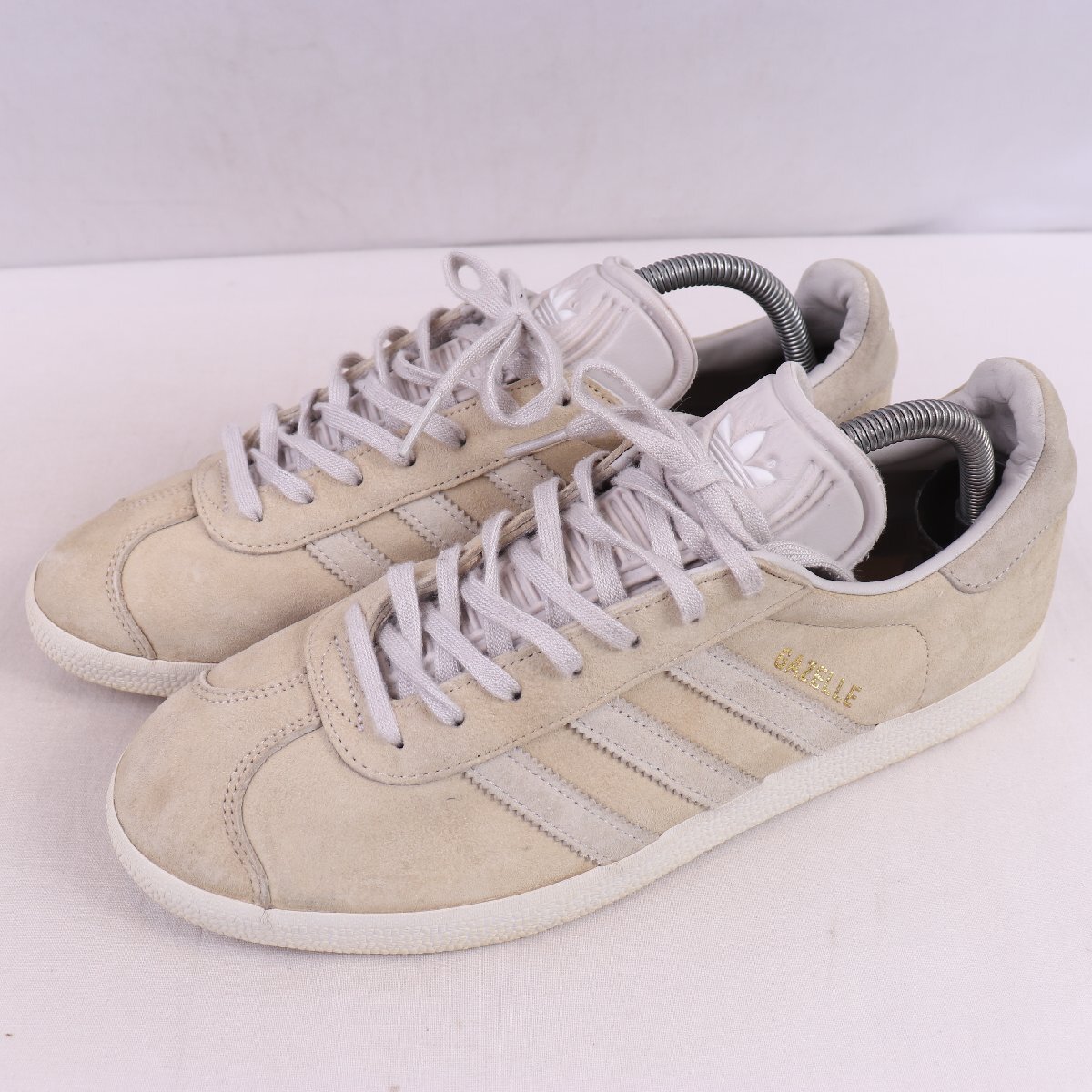 GAZELLE 26.5cm/adidas ガゼル ガッツレー アディダス スニーカー ライトグレー べージュ 白 中古 古着 レディース ad6549拍卖