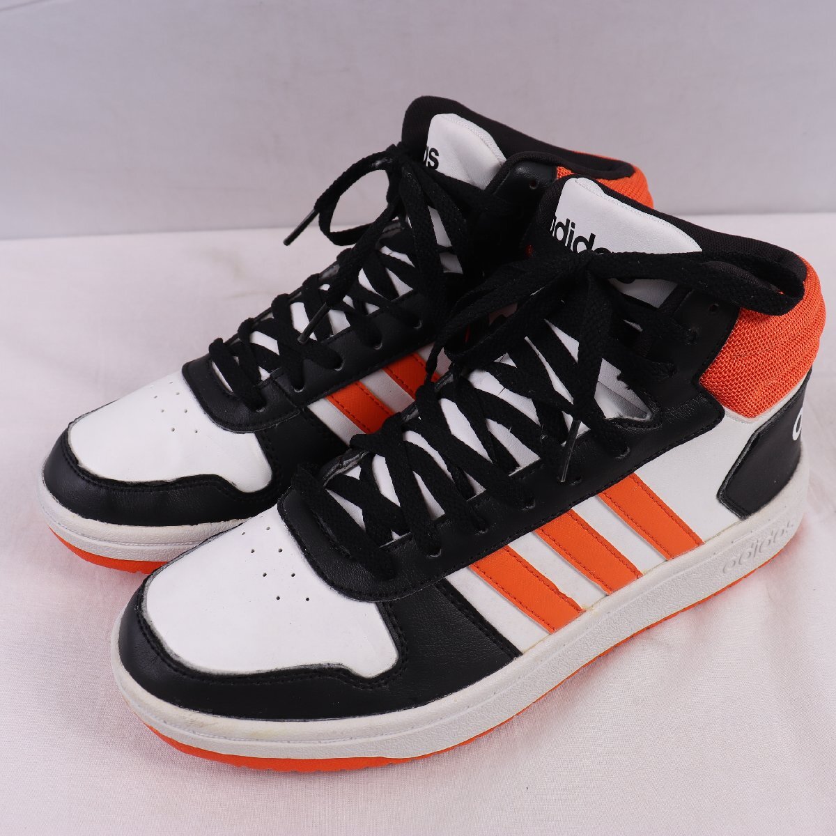 ADIHOOPS MID 2.0 26.0cm/adidas アディフープスミッド2.0 アディダス スニーカー 黒 ブラック 白 オレンジ 中古 古着 メンズ ad6480拍卖