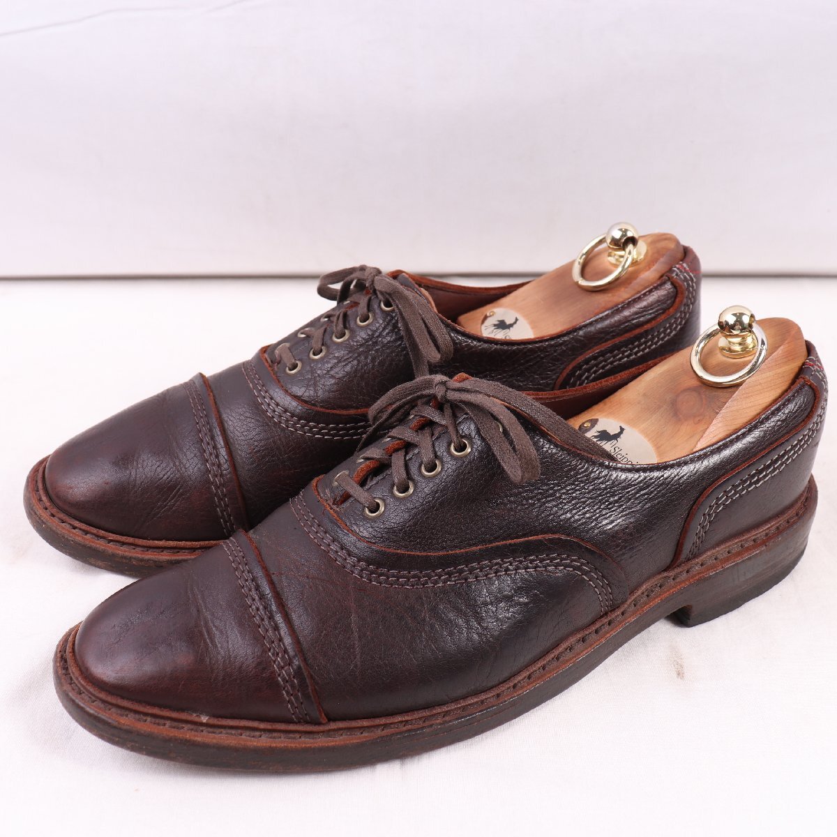 アレンエドモンズ 9 D / 27.0cm 位 キャップトゥ 内羽根 茶 ブラウン ALLEN EDMONDS USA製 ドレス メンズ 革靴 中古 古着 ds5412拍卖