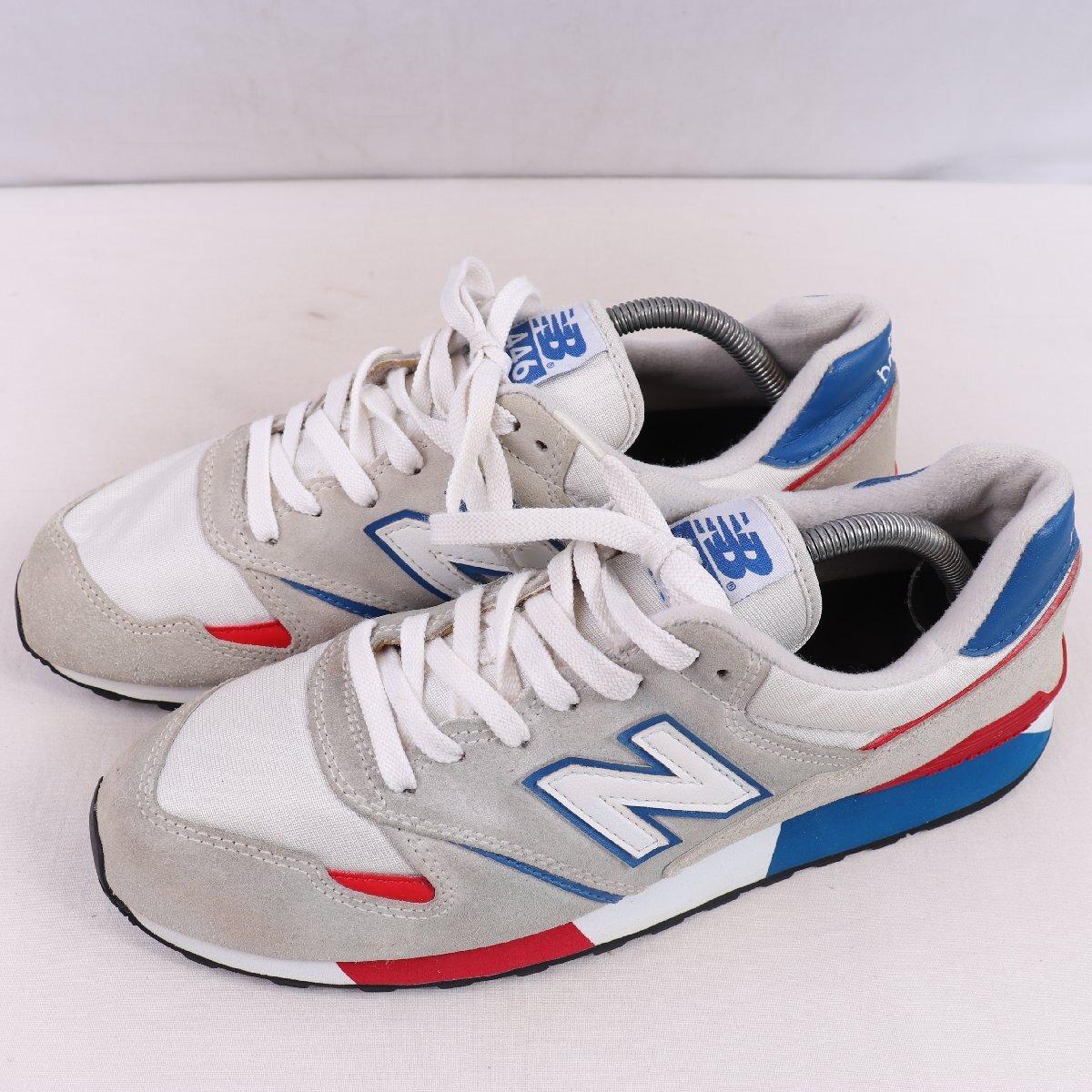 446 ニューバランス 28.0cm/new balance 灰 グレー 白 ホワイト 赤 レッド 青 ブルー 中古 古着 スニーカー メンズ yy6617拍卖