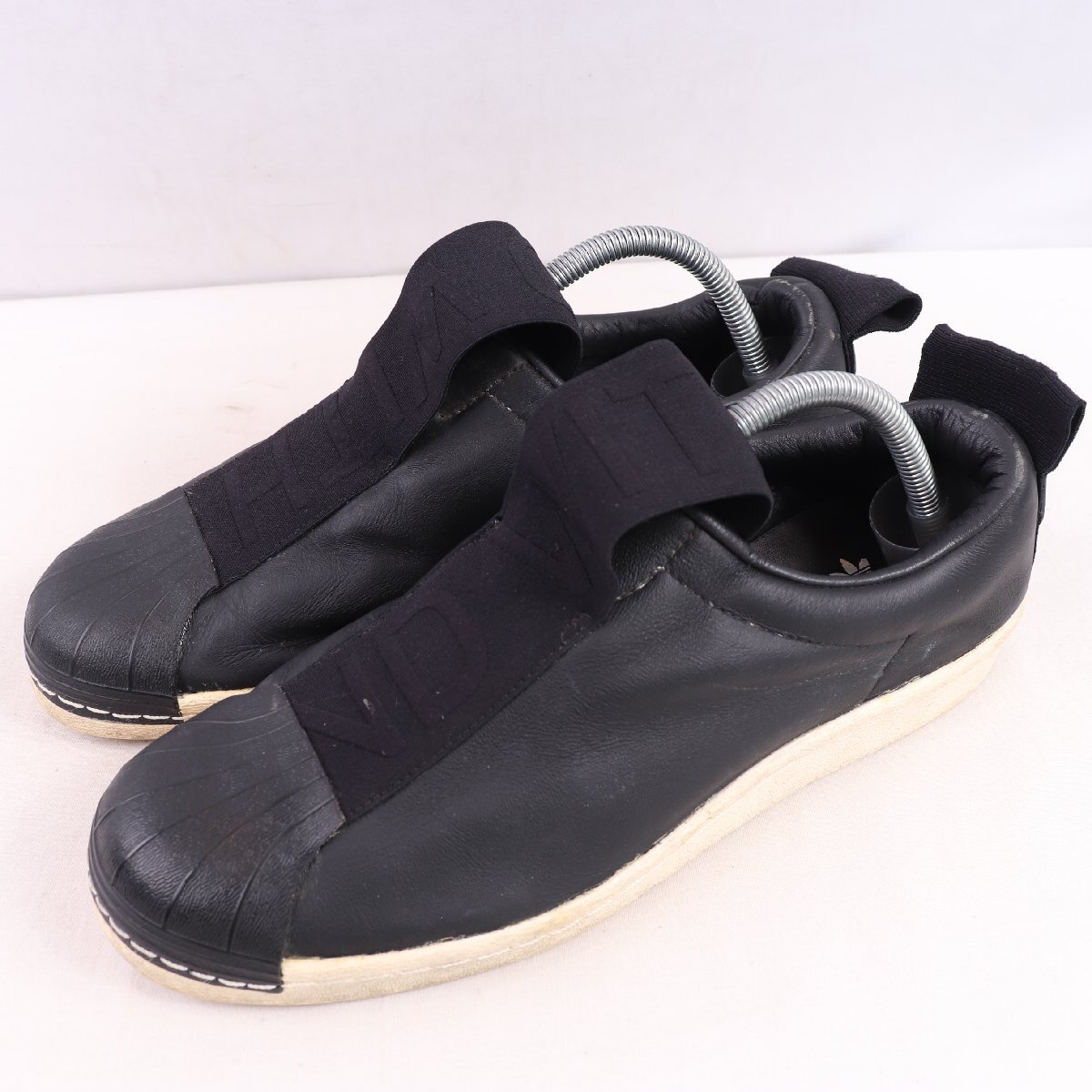 SUPERSTAR SLIP-ON 27.0cm/adidas スーパースター アディダス スニーカー 黒 ブラック 白 中古 古着 レディース ad6602拍卖