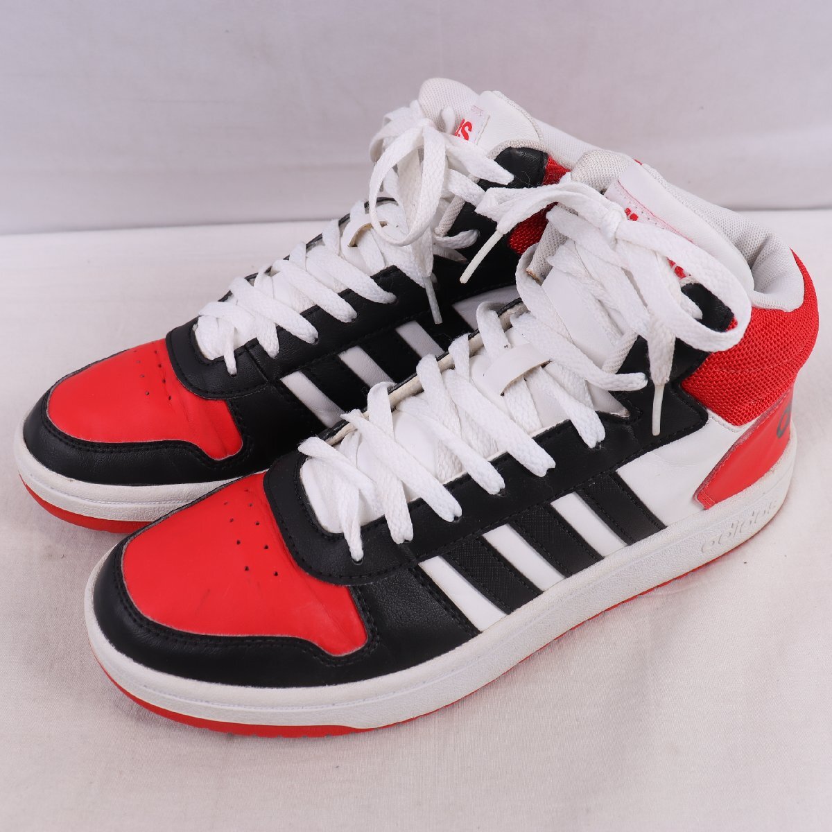 ADIHOOPS MID 2.0 26.0cm/adidas アディフープスミッド2.0 アディダス スニーカー 白 ホワイト 黒 赤 中古 古着 メンズ ad6055拍卖