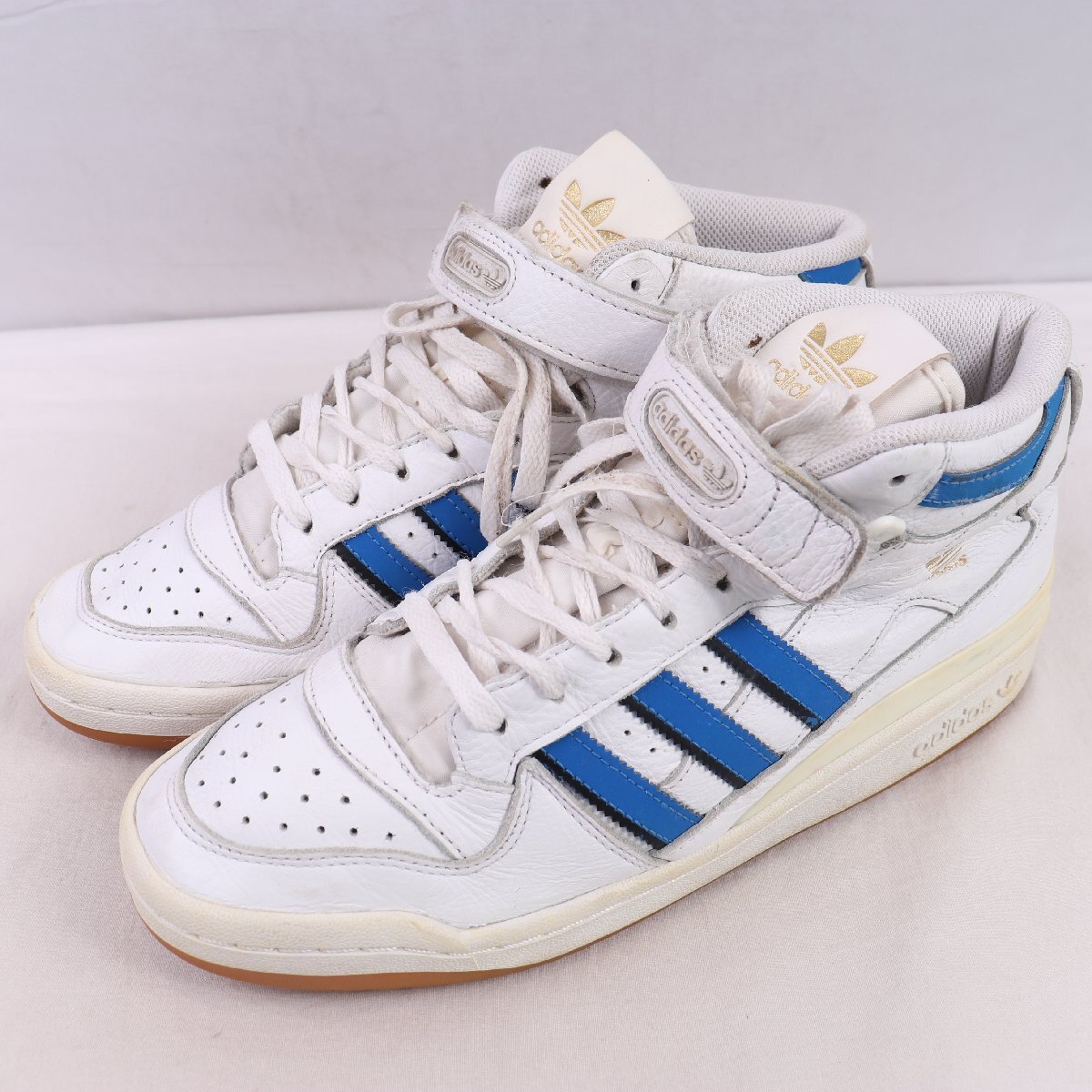 FORUM MID 27.0cm/adidas フォーラムミッド アディダス スニーカー 白 ホワイト 青 黒 中古 古着 メンズ ad6618拍卖