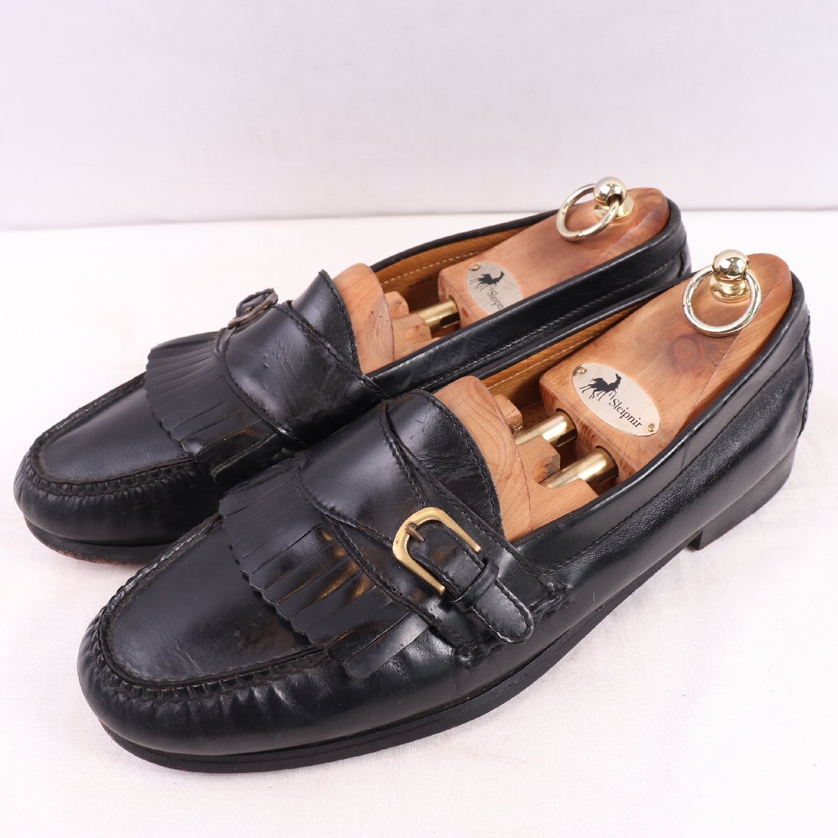 コールハーン 12 D / 30.0cm 位 キルトストラップローファー ブラック 黒 スリッポン COLE HAAN 本革 メンズ 革靴 中古 古着 ds5443拍卖