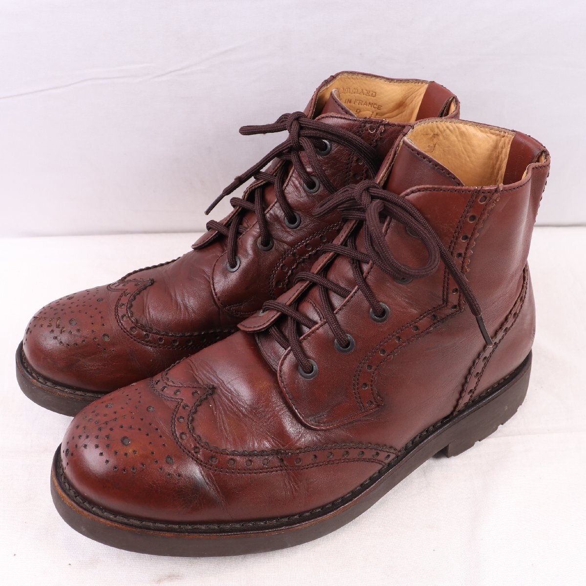 フランス製 CHARLES JOURDAN 11 / 実寸 29.0cm 位 シャルル ジョルダン/チャールズ Paraboot 編み上げブーツ 茶 本革 中古 古着 ds5449拍卖