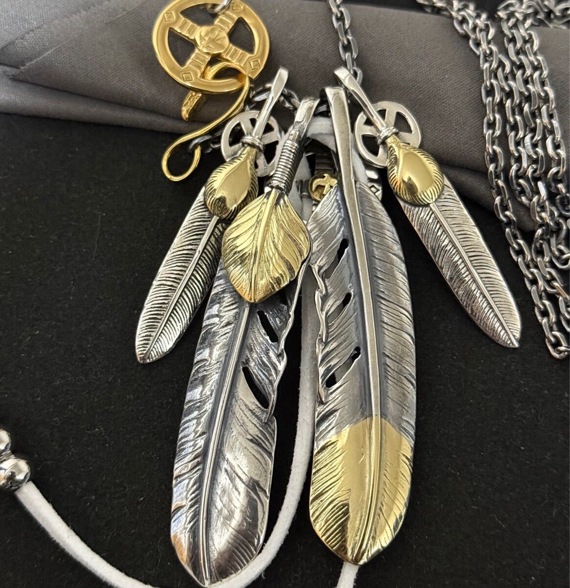 シルバー925 神セット フェザーネックレス 上金 先金 フェザー ネックレス拍卖