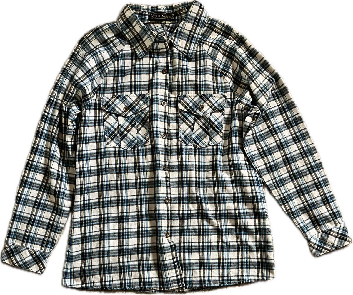 チェック柄 長袖シャツ ブルー拍卖