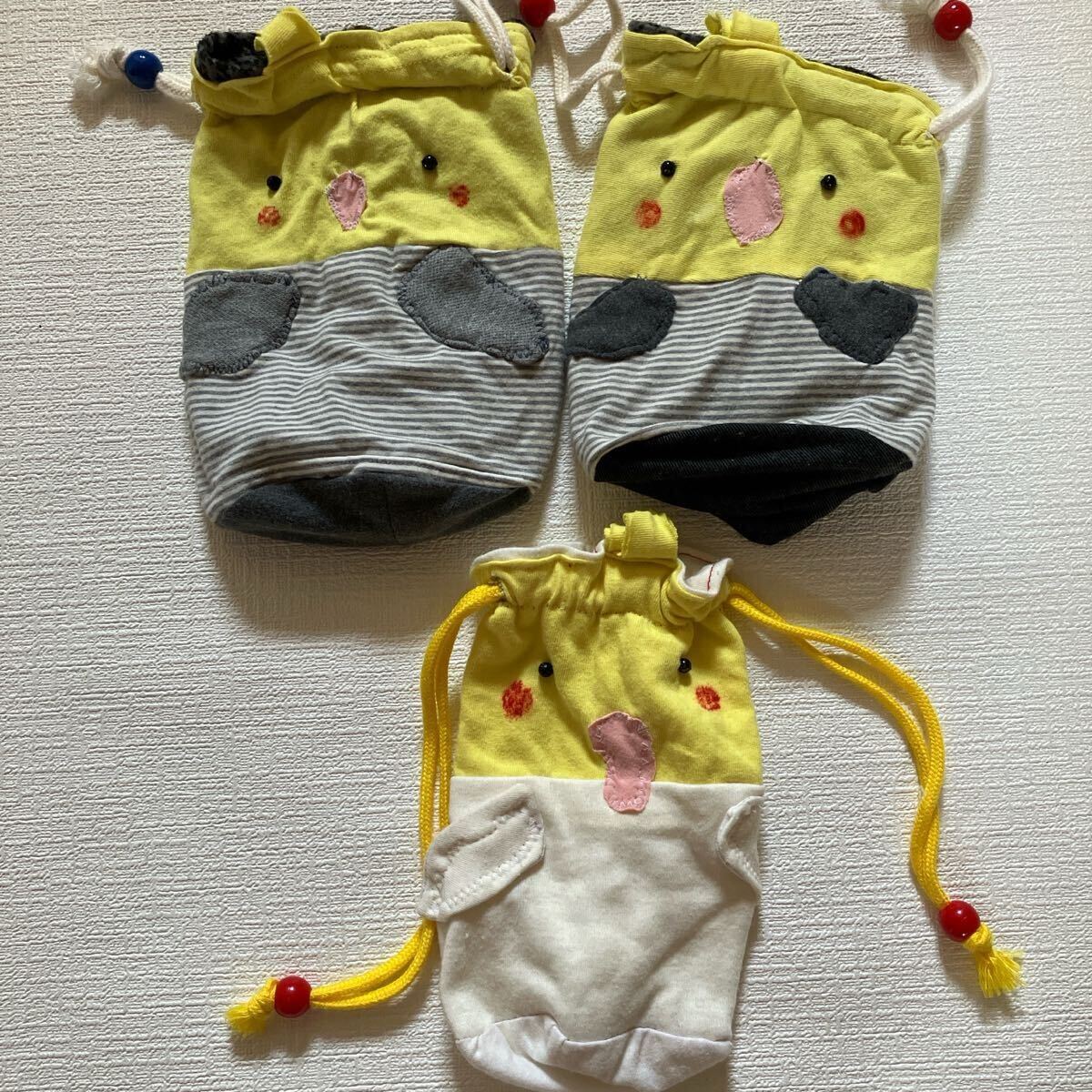 ハンドメイド 巾着 巾着袋 オカメインコ ペットボトルケース 3点セット 拍卖