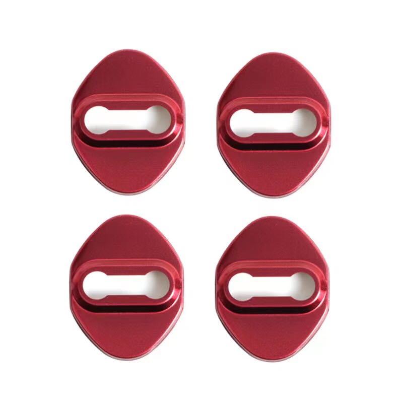 ドアストライカーカバー トヨタ マツダ スズキ 本田 ドアロック カバー 鏡面レッド 新品未使用 赤 4枚セット拍卖