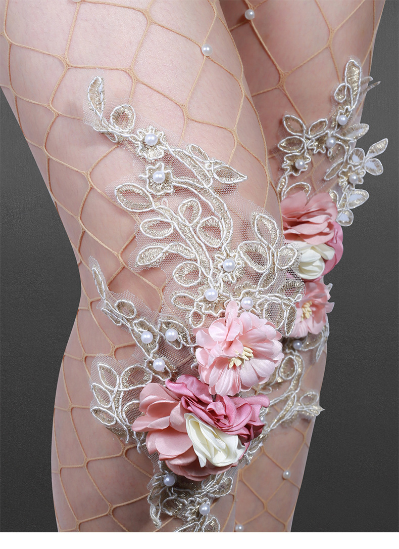 コスプレ小物 網タイツ My Luxury ストッキング フラワーデコ ベージュ レディース フリーサイズ ピンク ベージュ A2拍卖