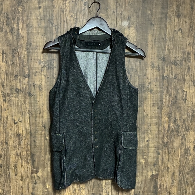 A460◇And A | アンドエー ベスト フード付き ダークグレー メンズ 38サイズ 中古品拍卖