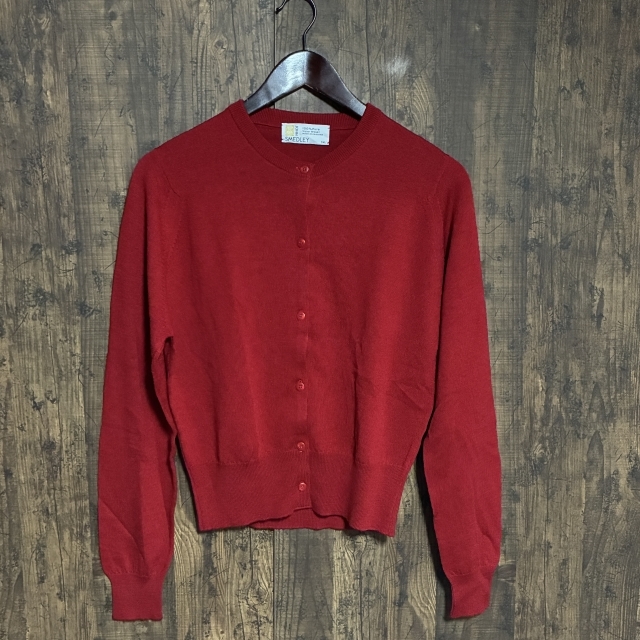 A446◇JOHN SMEDLEY | ジョンスメドレー クルーネックウールカーディガン レッド レディース サイズ不明 中古品拍卖