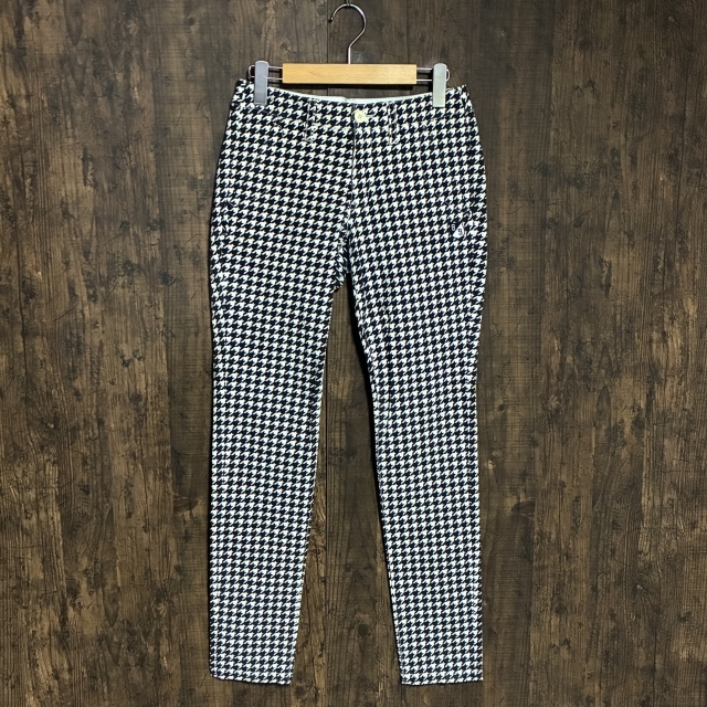 C3◇PEARLY GATES | パーリーゲイツ 千鳥柄 ストレッチパンツ ブラック×ホワイト レディース 0サイズ 中古品拍卖