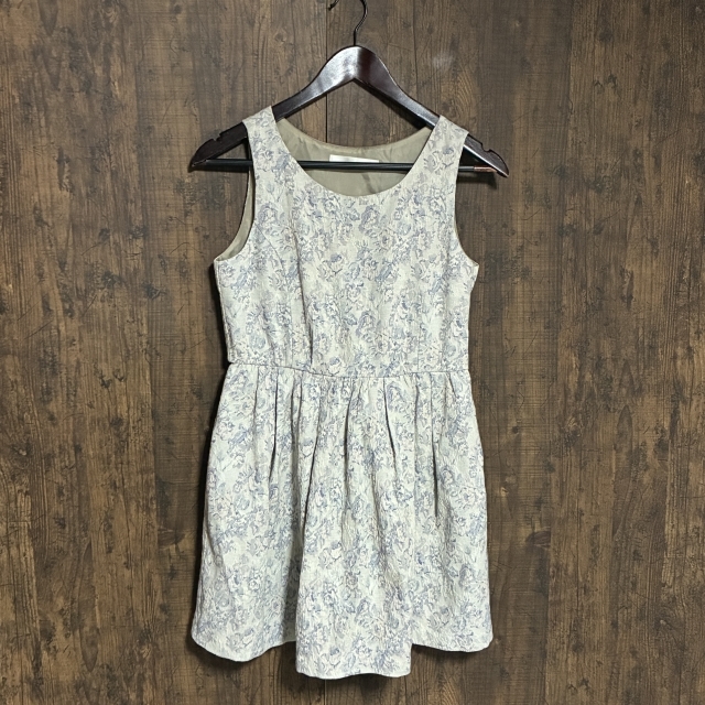 C3◇mysty woman | ミスティウーマン ノースリーブワンピース アイボリー×ライトブルー レディース Mサイズ 中古品拍卖