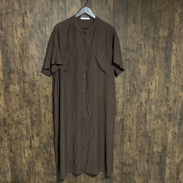 C22◇AMERICAN HOLIC | アメリカンホリック 半袖シャツワンピース ブラウン レディース Mサイズ 中古品拍卖