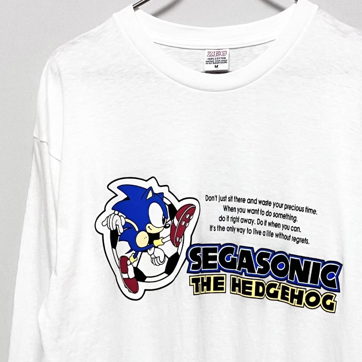 ★ 即決・送料無料 ★ 美品 レア・ヴィンテージ 90年代 SEGA ソニックザヘッジホッグ プリントTシャツ 白 M 長袖拍卖