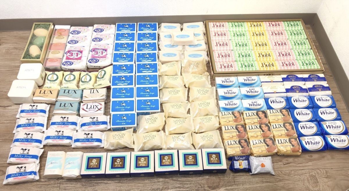 8/021 【未使用】 高級石 石けん まとめ 130点 Bubl 牛乳石鹸 サボンドール LUX ホワイト など 外装・パッケージに汚れあります。拍卖