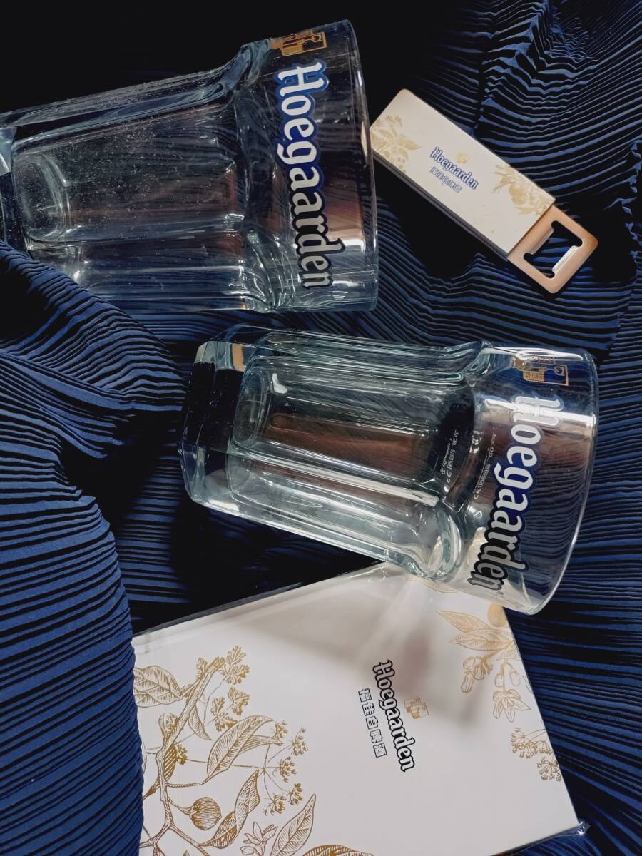 ★★レア超特大ヒュージジョッキ★ヒューガルデン非売品ペア栓抜きノート付きクラフトビール修道院グラス★クリスタルタンブラー ベルギー拍卖