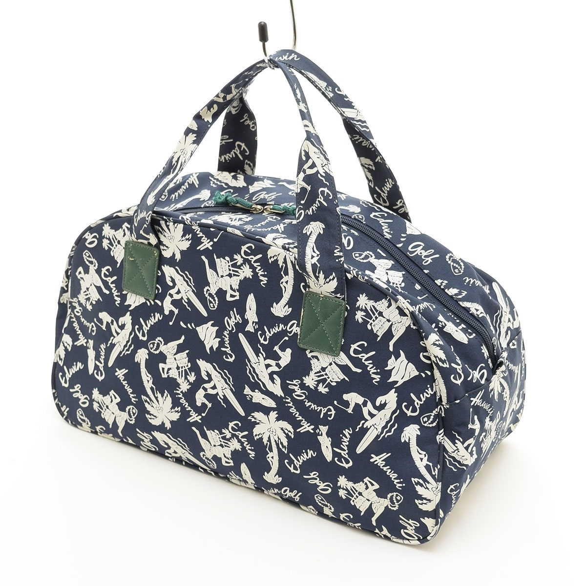 ◇557951 EDWIN GOLF エドウィン ボストンバッグ ハンドバッグ ○アロハ ハワイアンモチーフ ナイロンキャンバス ネイビー拍卖