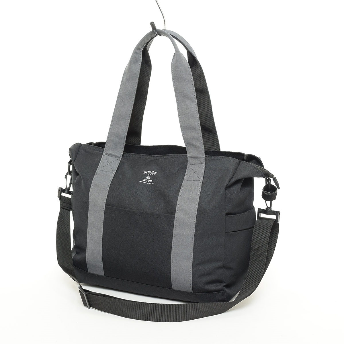 □552803 anello アネロ 2WAYトートバッグ ショルダーバッグ ○ ナイロンキャンバス レディース ブラック拍卖