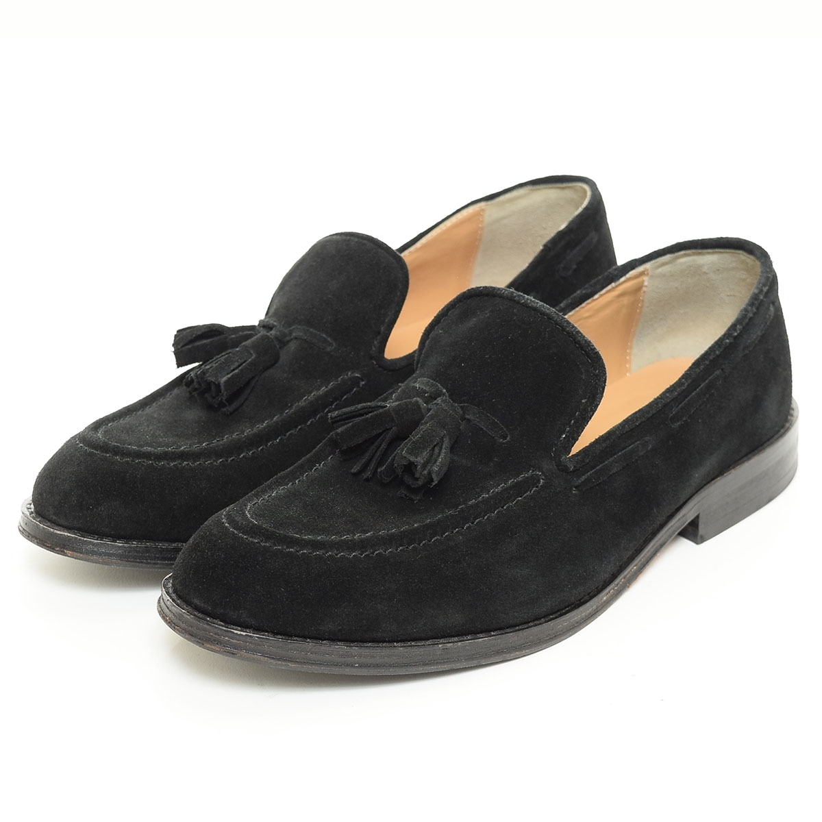 ●560356 nano universe ナノユニバース ●タッセルローファー シューズ スウェード イタリアンレザー サイズ26.5cm メンズ ブラック拍卖