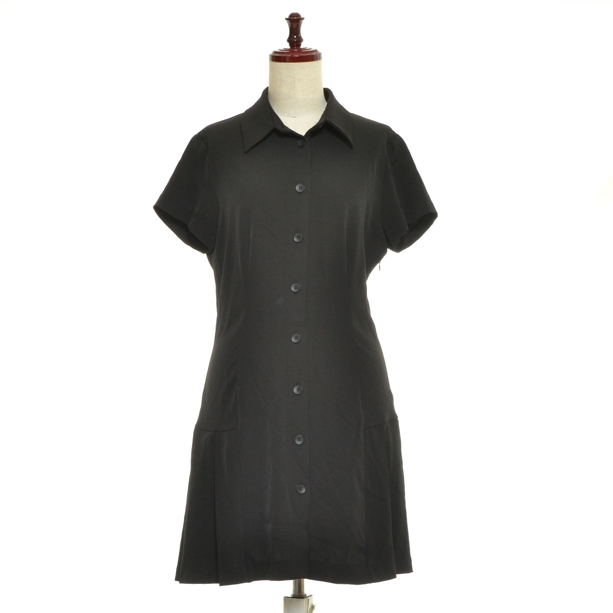 ■554986 ZARA ザラ ●ミニワンピース プリーツシャツワンピース サイズM レディース ブラック拍卖