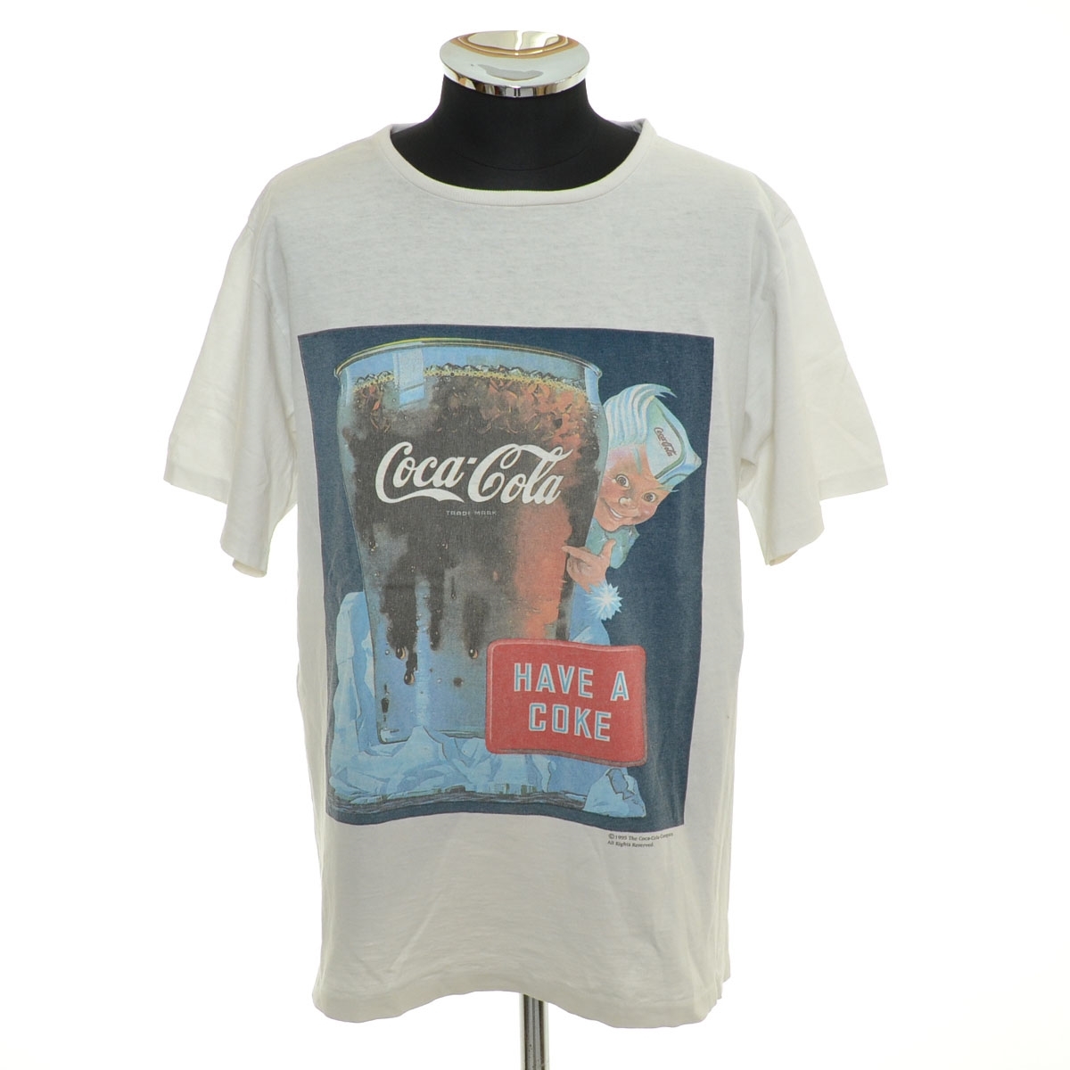 ●557718 USA CLOTHING ●プリントTシャツ コカコーラ 90s ヴィンテージ サイズL 1995年製 シングルステッチ メンズ USA製 ホワイト拍卖