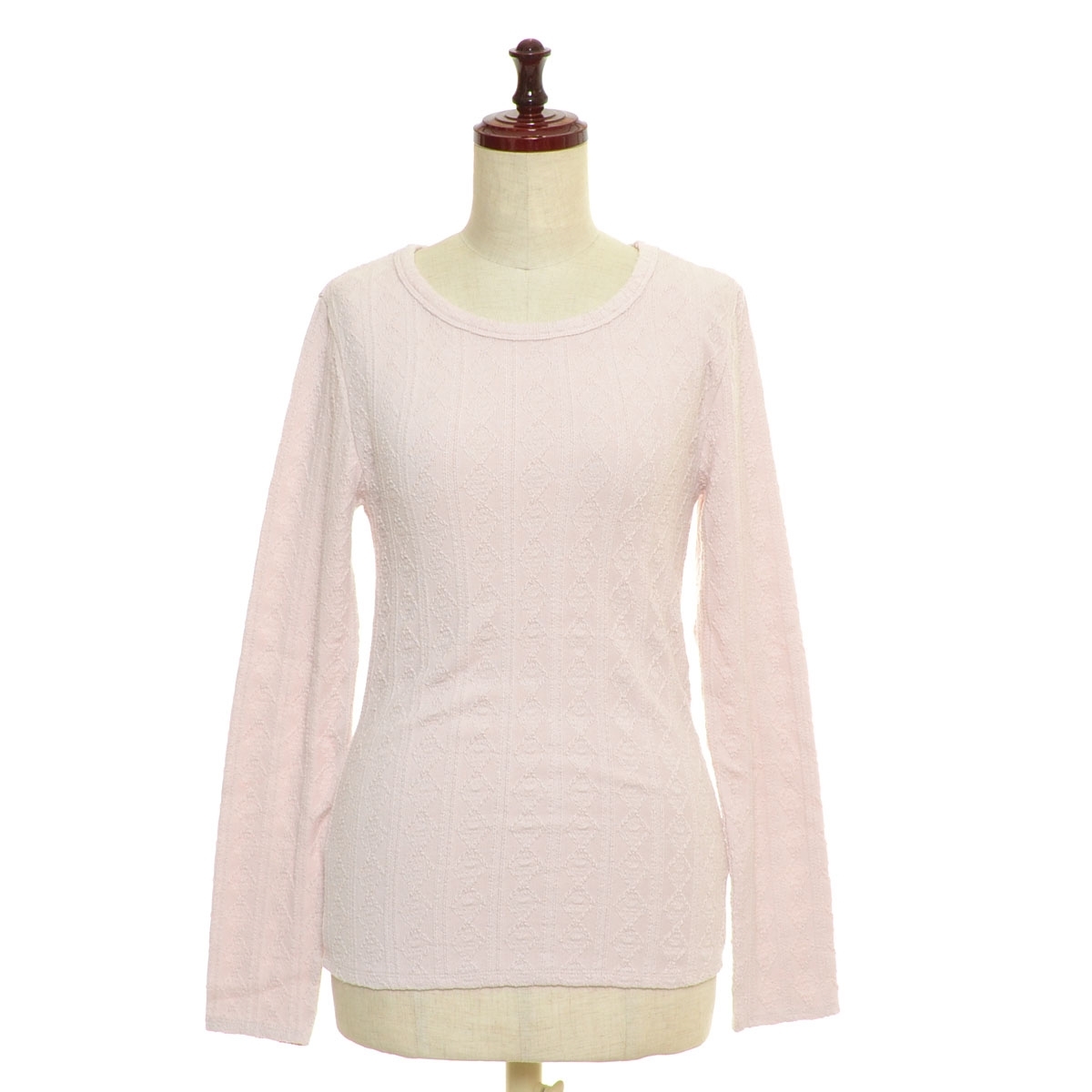 □548660 GELATO PIQUE ジェラートピケ ○長袖カットソー ふくれジャガードプルオーバー PWCT235267 サイズF 23aw アラン柄 レディース拍卖