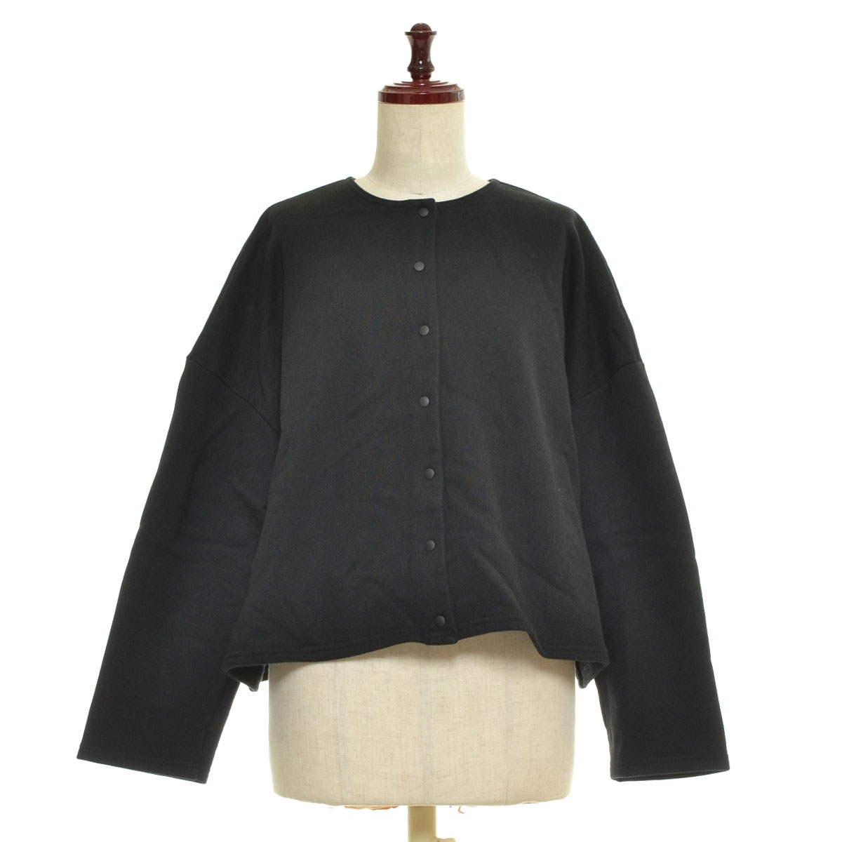■547909 mizuiro ind ミズイロインド ●カーディガン 裏起毛スウェットCD レディース ブラック拍卖