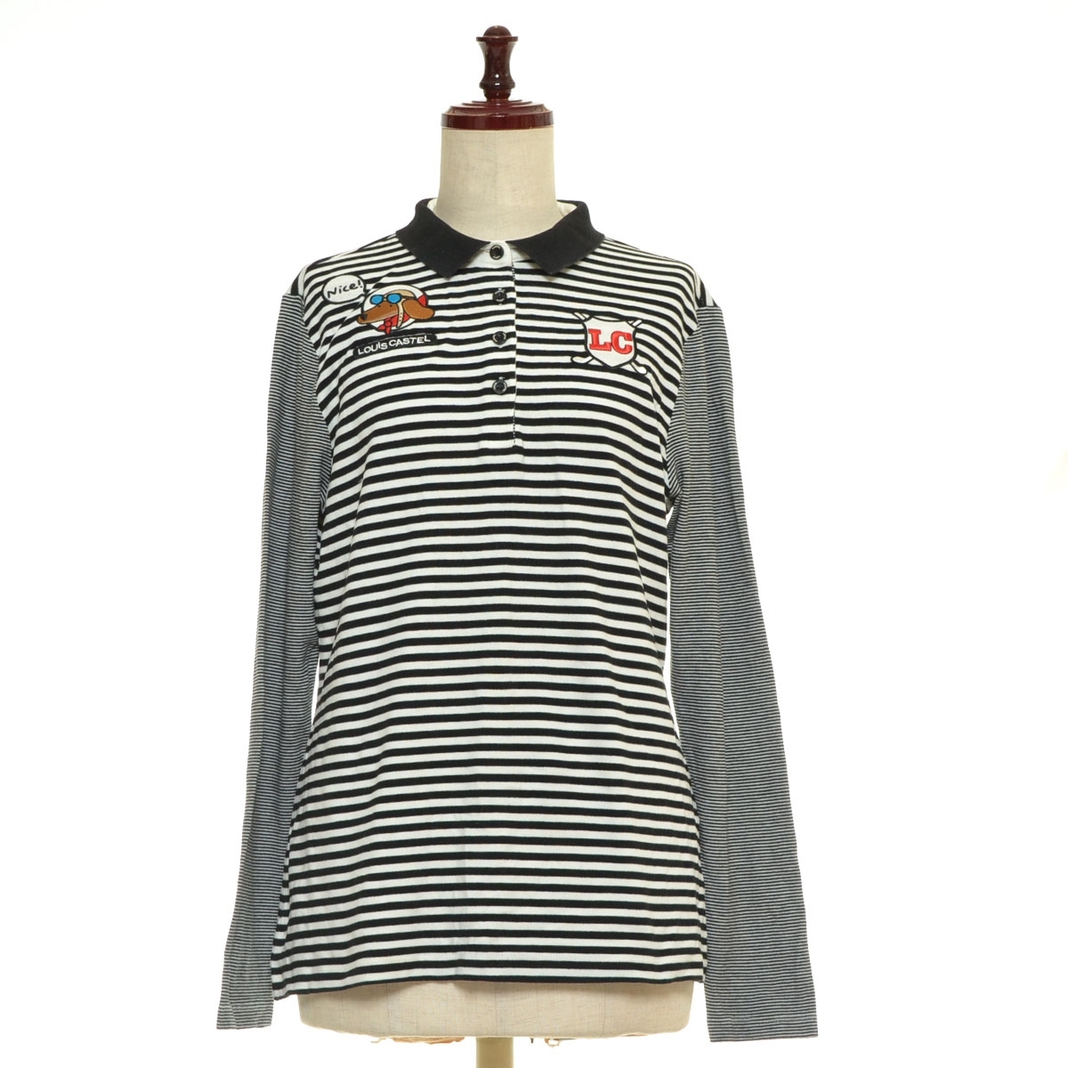 □548725 LOUIS CASTEL ルイカステル ゴルフ ○長袖ポロシャツ ゴルフウェア ボーダーポロ サイズM レディース ブラック ホワイト拍卖