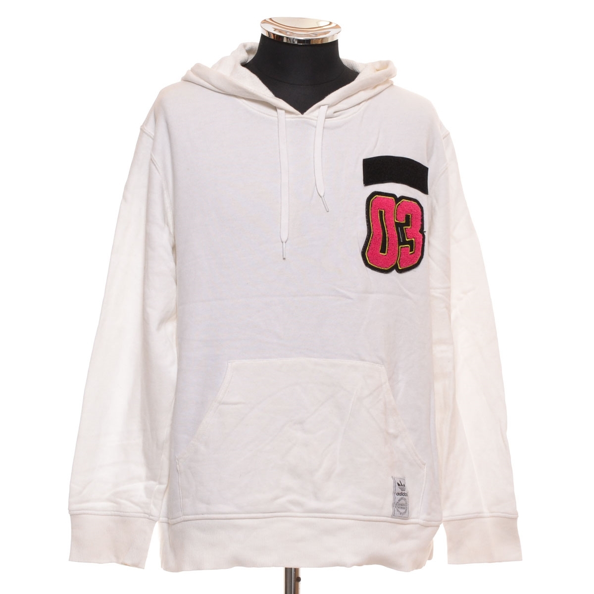 〇476393 adidas Originals アディダス オリジナルス ○スウェットパーカー ワッペン パッチ サイズO メンズ ホワイト拍卖